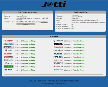 Check a Download - Jotti - Free Online Malware Scanner