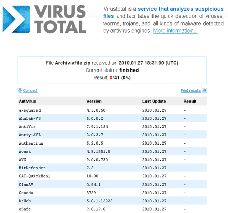 Check a Download - Virus Total - Online Virus Scanner