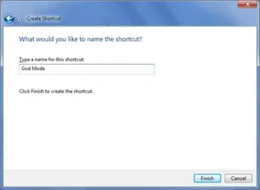 Type God Mode for Shortcut Name