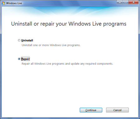 Windows Live Repair