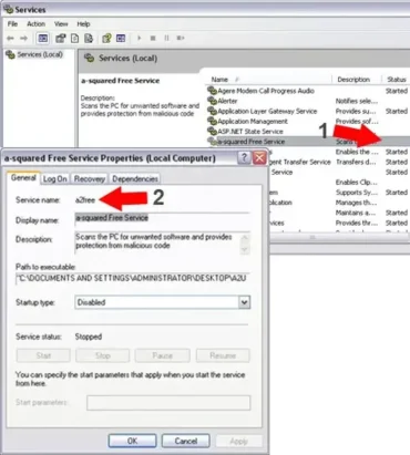 Locate Windows Services