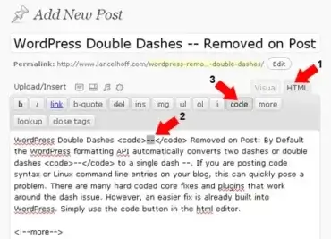 WordPress Preserve Double Dashes