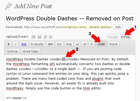 WordPress Preserve Double Dashes