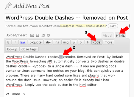 WordPress Preserve Double Dashes