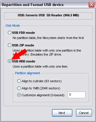 BOOTICE Set USB-HDD Mode