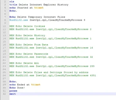 Batch Delete Internet Explorer History