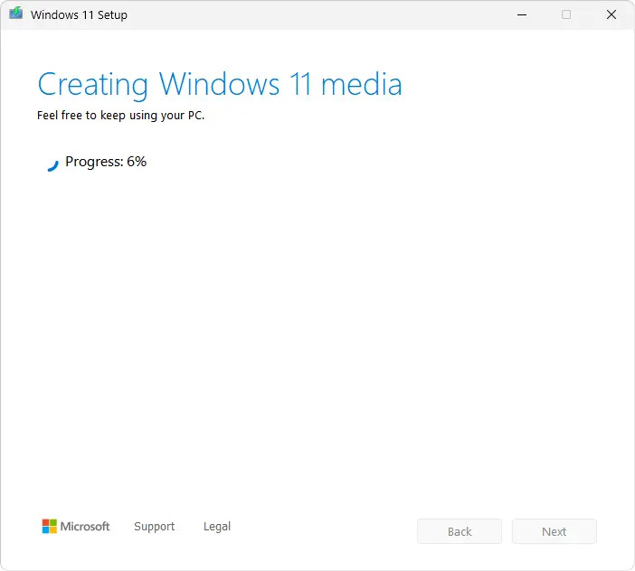Creating Windows 11 USB media
