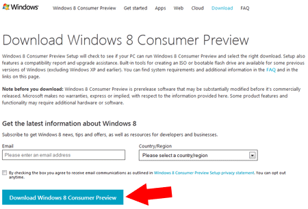 Download Microsoft's Windows 8 Setup Tool