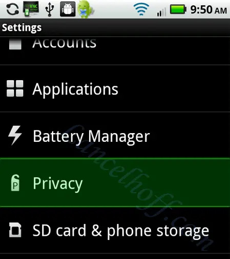 Droid Privacy Settings
