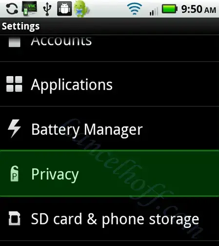 Droid Privacy Settings