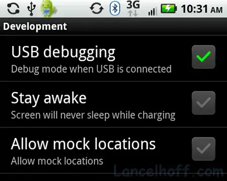 Enable Droid USB Debugging