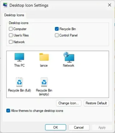 Enable Recycle Bin Desktop Icon