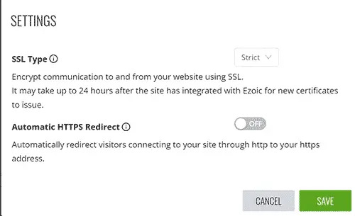 Ezoic Disable Automatic Https redirect