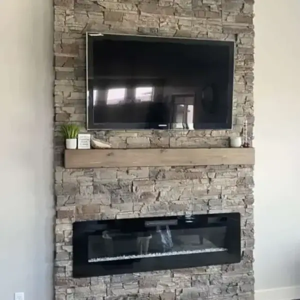 Genstone Faux Stone Fireplace - Bump Out Genstone Faux Stone Fireplace