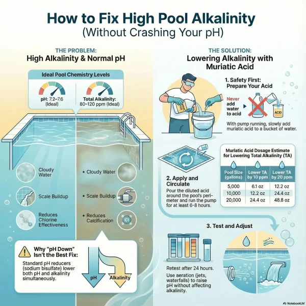 Fixing High Pool Alkalinity without crashing PH