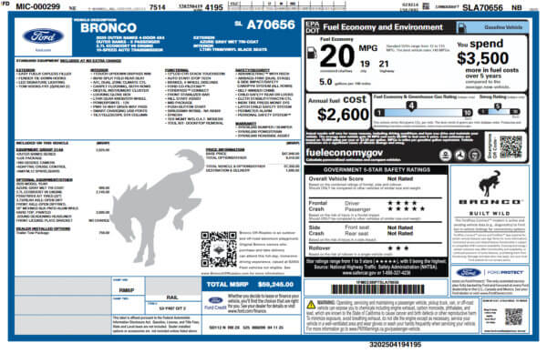 Download official Ford Window Sticker using VIN lookup tool