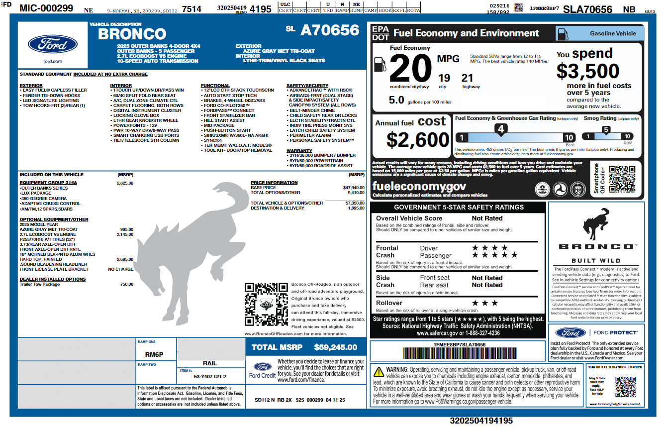 Ford Window Sticker Lookup