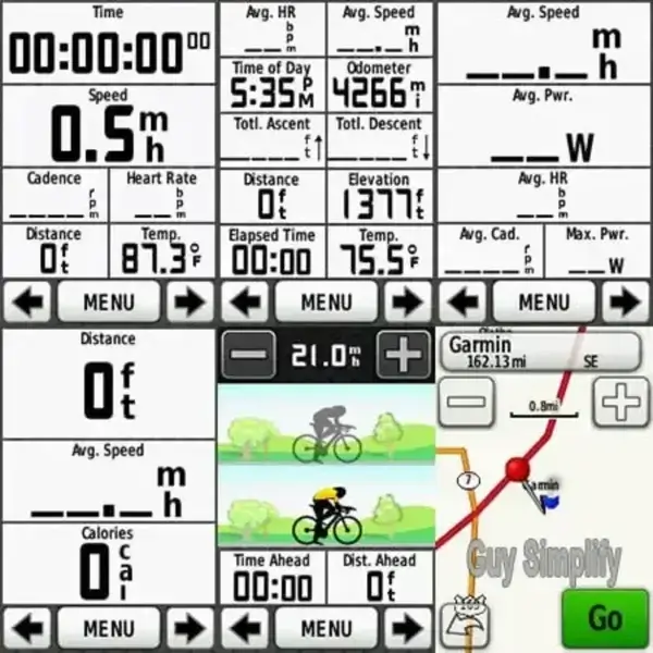 Garmin Edge 800 menu interface