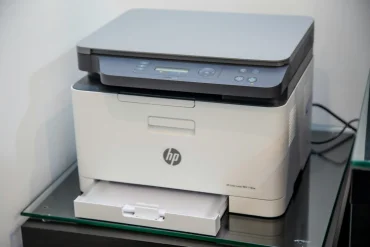 Office all-in-one printer and scanner on a desk