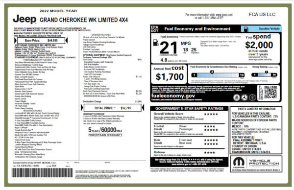 JEEP Window Sticker Lookup
