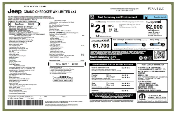 Example Jeep Window Sticker PDF Example Jeep Window Sticker PDF using VIN lookup tool