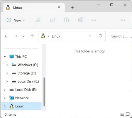 Linux Folder in File Explorer