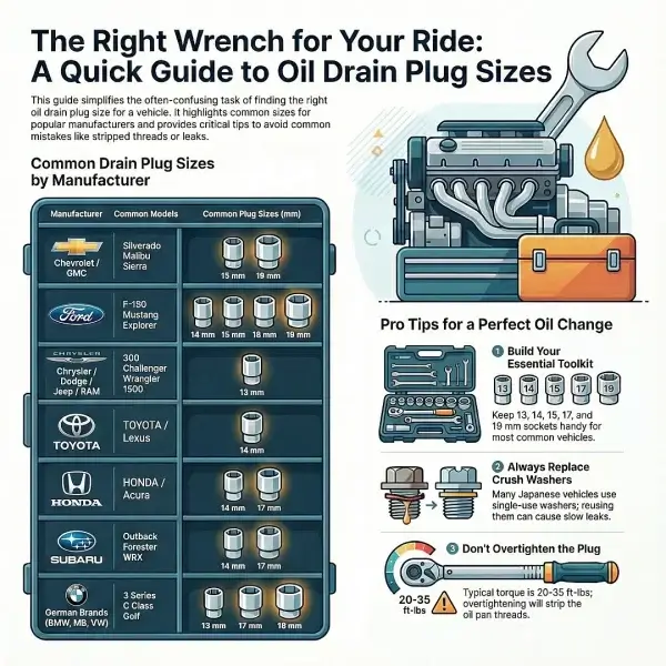 Oil Drain Plug Size Chart