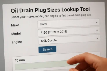 Automotive Lookup Oil Drain Plug Sizes by Make, Model, Engine
