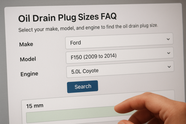 Oil Drain Plug Sizes for Popular Makes/Models/Engines Oil Drain Plug Sizes