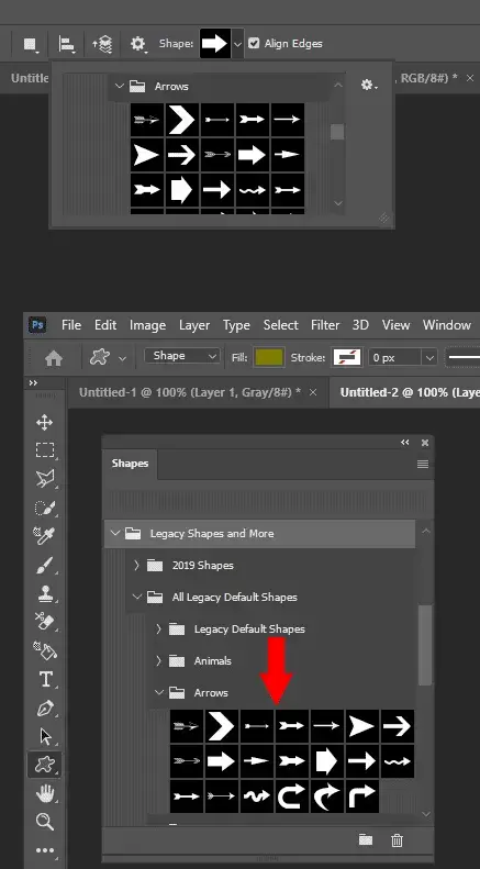 add Missing Photoshop Arrows