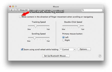 Reverse mouse scroll Mac OS X