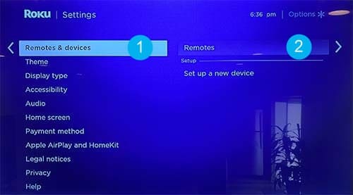 Roku Settings Remotes and Devices - Remotes