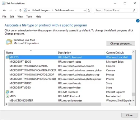 Set Associations - Mailto Links Not Working