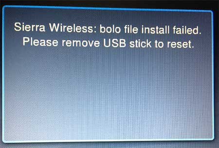 Sierra Wireless bolo file install failed