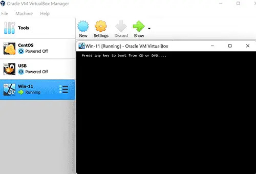 Start > Press any key to start the Install from CD DVD