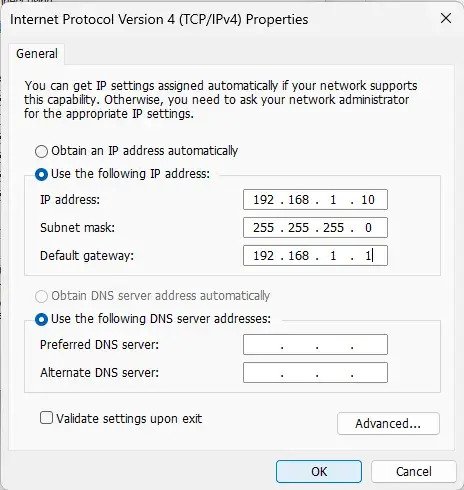 TCP/IP properties