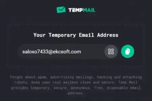 Temp Mail disposable temporary email service screenshot