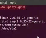 sudo update grub