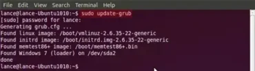sudo update grub