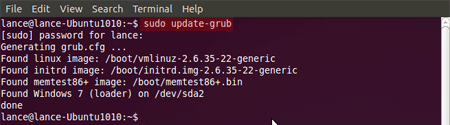 sudo update-grub to restore Grub2 after Windows Install