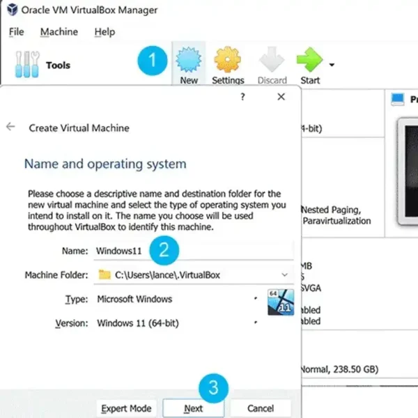 Make a new Virtual Hard Disk for Windows 11 Make VirtualBox New Win11 VHD