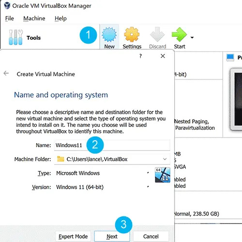 Make VirtualBox New Win11 VHD