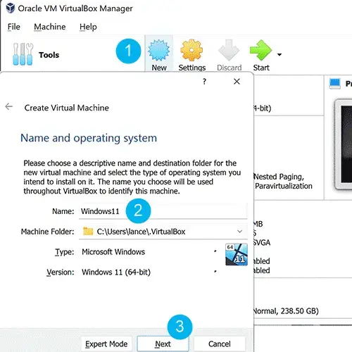 Make VirtualBox New Win11 VHD
