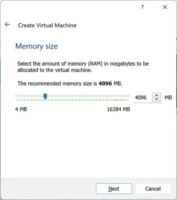 Slide to set Memory Size Set Memory Size