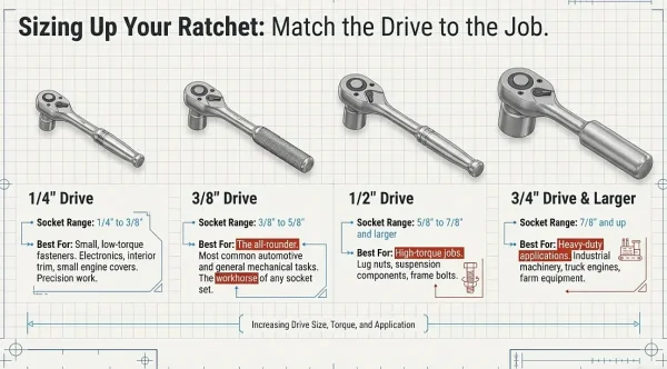 What size ratchet drive to choose - matching the drive to the job What size ratchet drive to choose