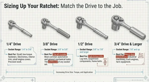 What size ratchet drive to choose - matching the drive to the job What size ratchet drive to choose