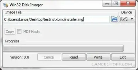 Win32 Disk Imager interface