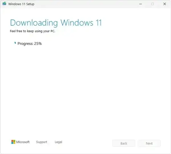 Windows 11 Media Creation Tool Downloading Installation Files