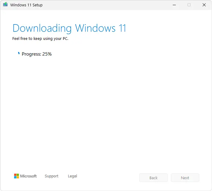 Windows 11 Media Creation Tool Downloading Installation Files