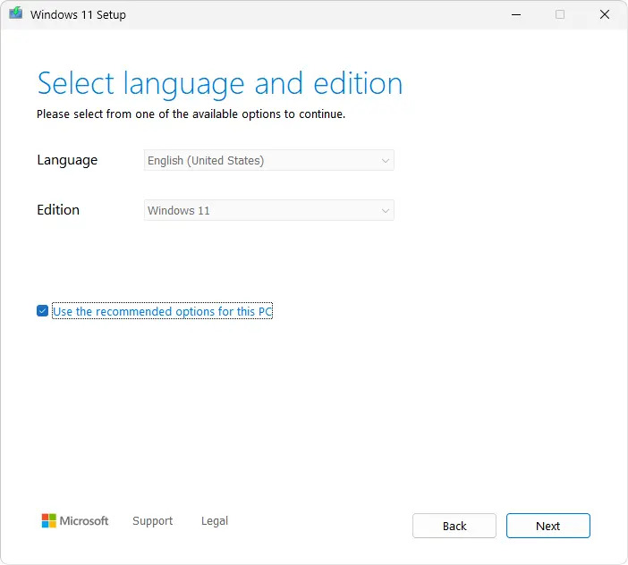 Windows 11 Media Creation Tool Select Language